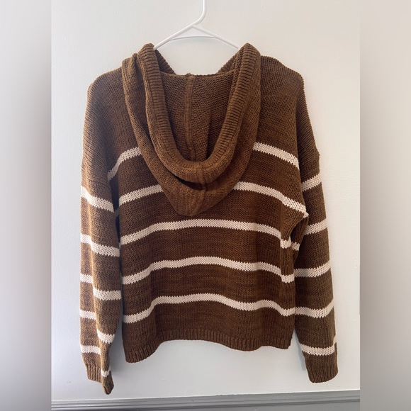 Garnet Hill S Hooded Beach Sweater Chunky Loose Weave
Brown White Stripe - Picture 6 of 7
